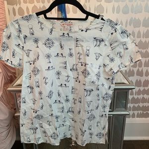 Brooks Brothers Red Fleece Nautical Print Blouse